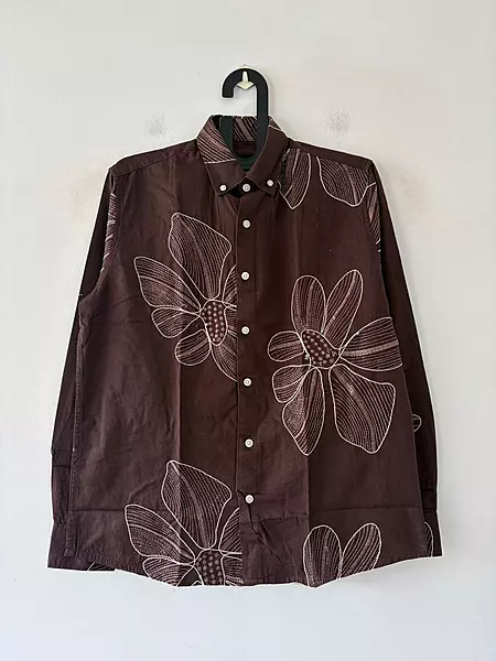 Chocolate linen embroidered shirt