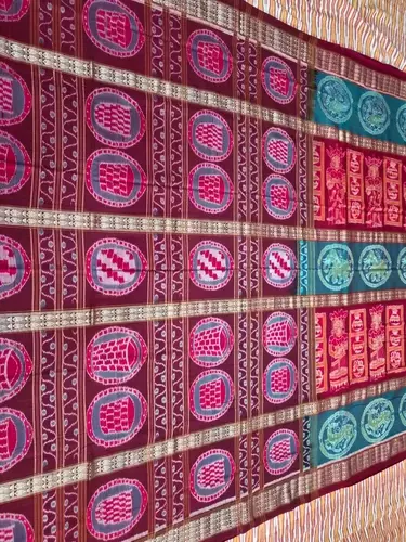 Tribal Bandha 6 Border Saree-Maroon