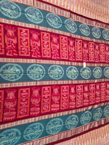 Tribal Bandha 6 Border Saree-Maroon