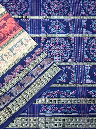 Horse Bandha 10 Border Saree-Multicolour