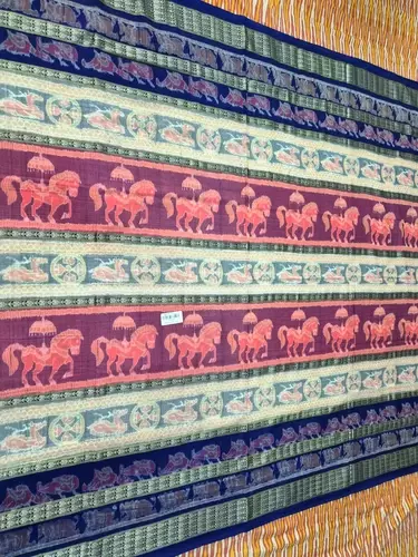 Horse Bandha 10 Border Saree-Multicolour