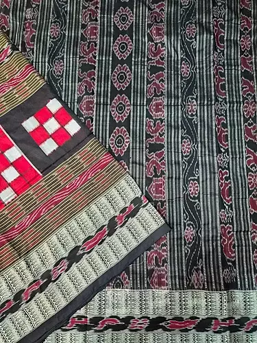 BICHITRAPURI SILK SAREE-RED-BLACK