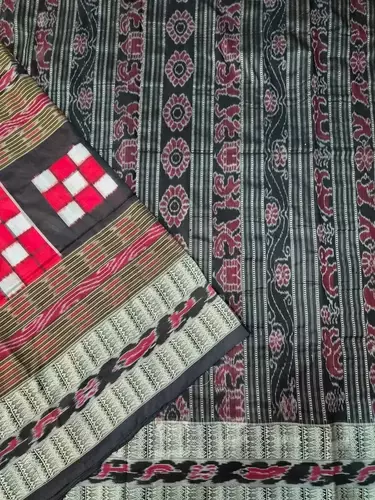 BICHITRAPURI SILK SAREE-RED-BLACK