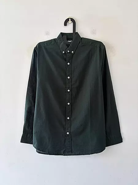 Deep emerald linen-oxford shirt