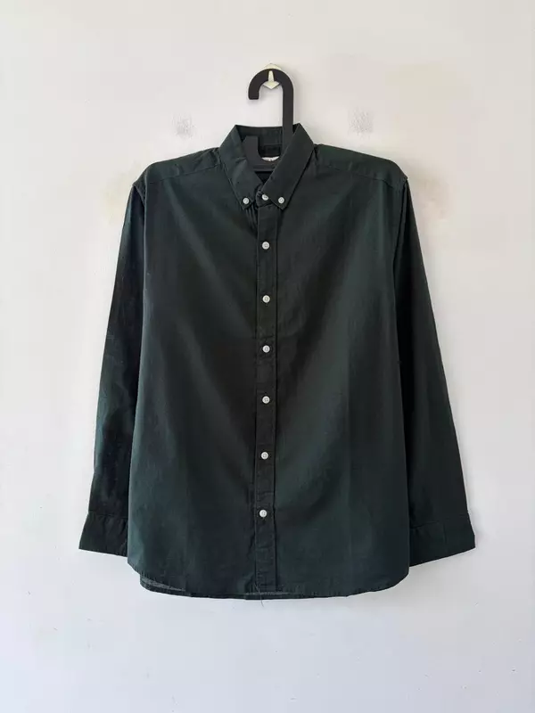 Deep emerald linen-oxford shirt