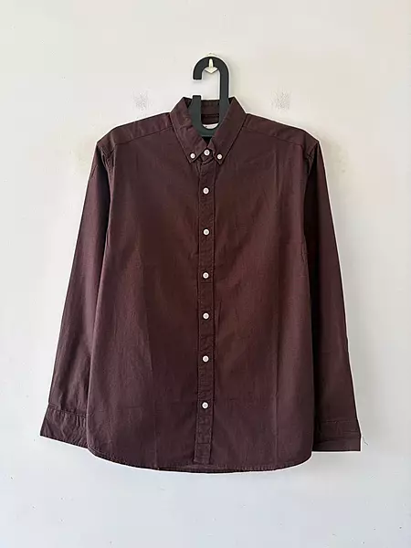 Chocolate linen-oxford shirt