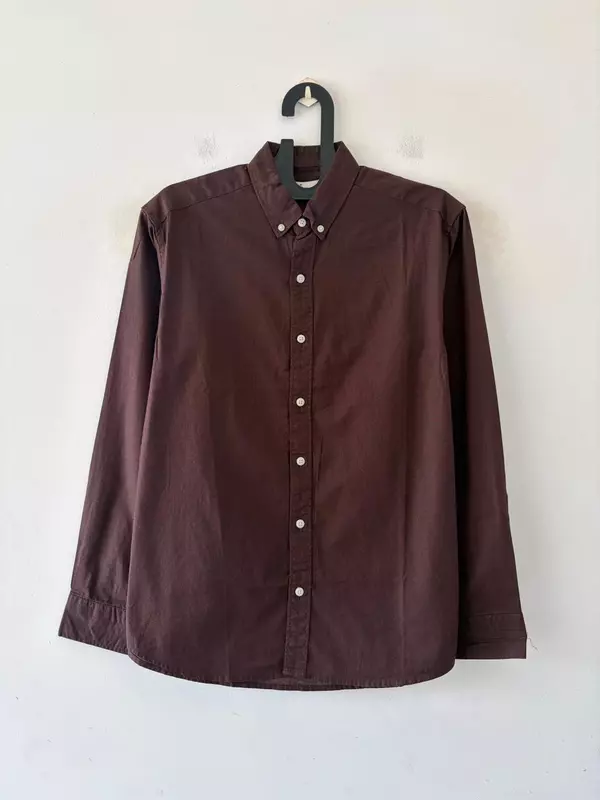 Chocolate linen-oxford shirt