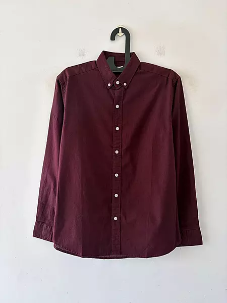 Wine ash linen-oxford shirt