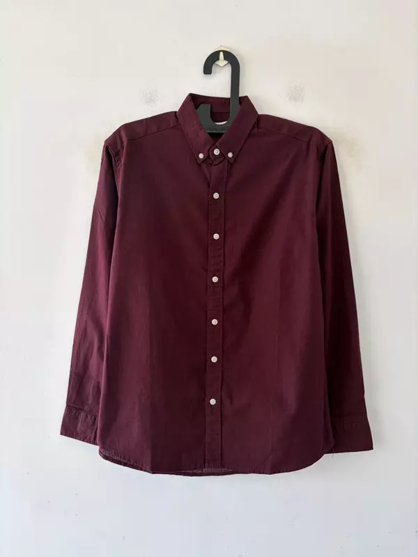 Wine ash linen-oxford shirt