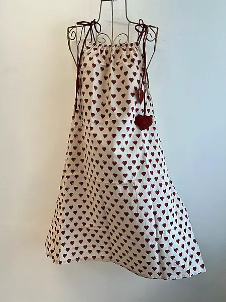 Naaz's Short Halter Dress with Gathered Neck - Cream & Hearts