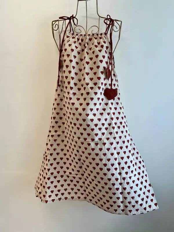 Naaz's Short Halter Dress with Gathered Neck - Cream & Hearts