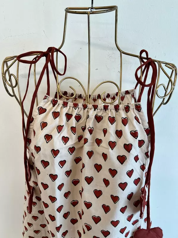 Naaz's Short Halter Dress with Gathered Neck - Cream & Hearts