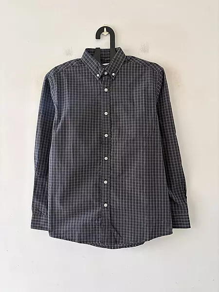 Ash blue micro check shirt