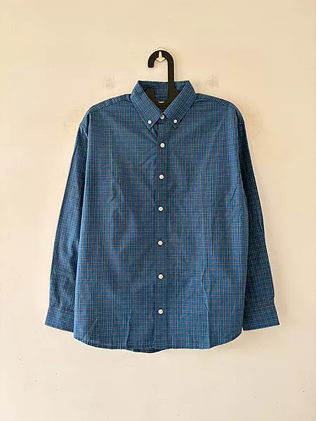 Slate blue micro check shirt