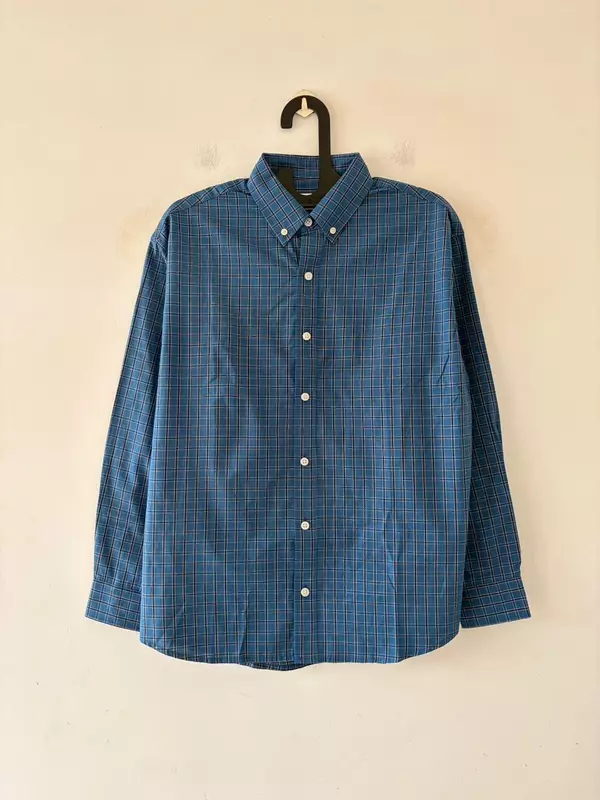 Slate blue micro check shirt