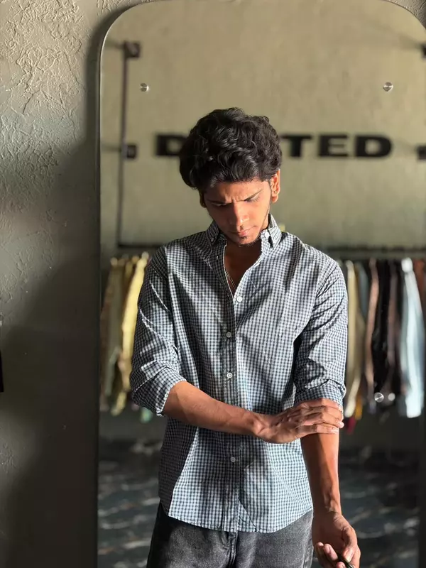 Charcoal micro check shirt