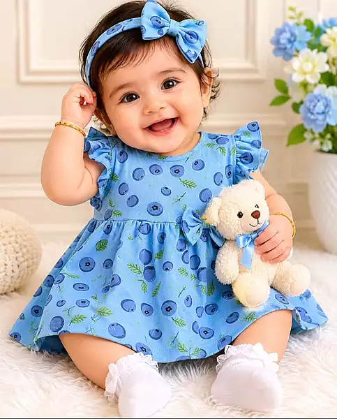 Cotton Cute Blueberry Print Frock