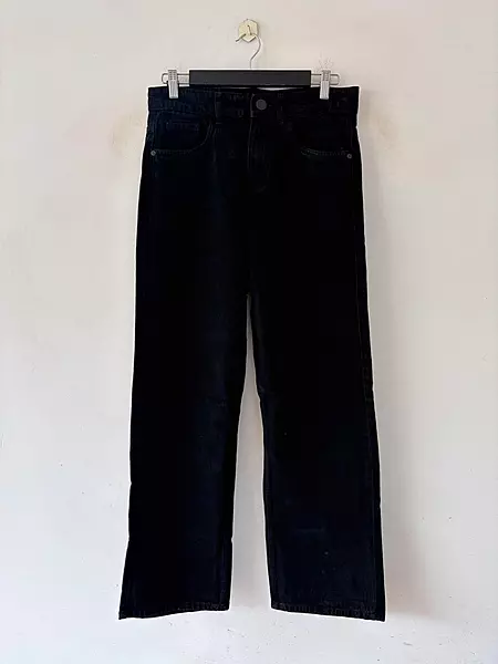 Jet black straight fit jeans