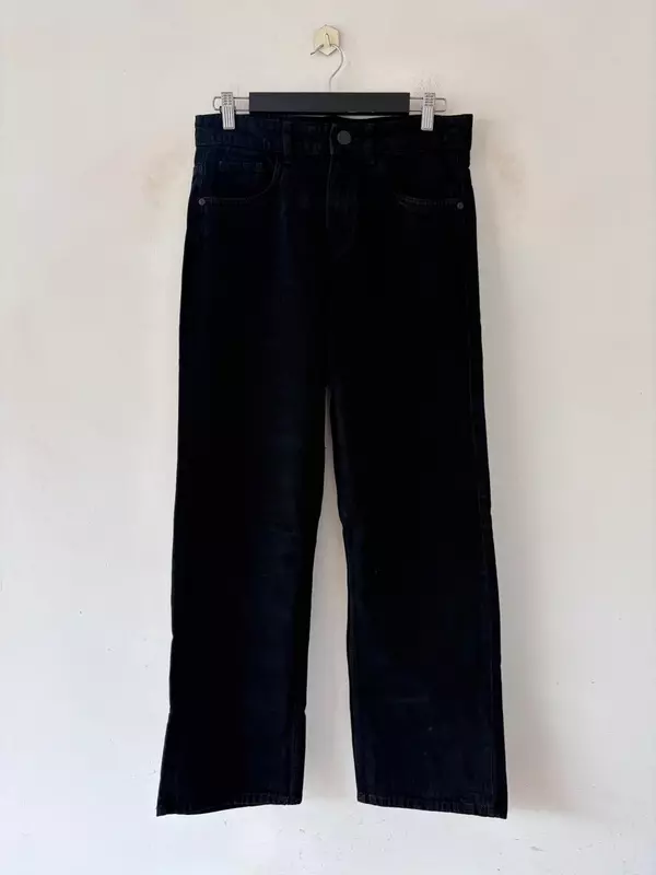 Jet black straight fit jeans