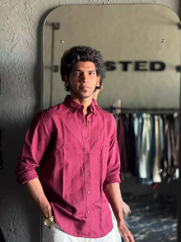Cherry red linen shirt
