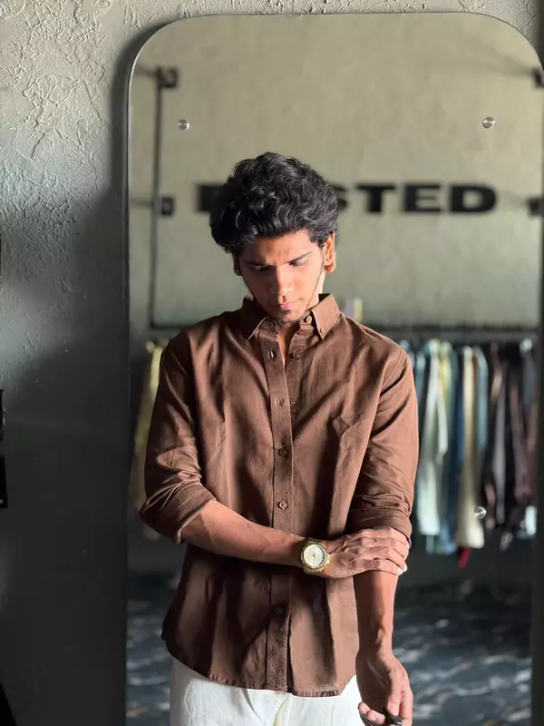 Cocoa brown linen shirt