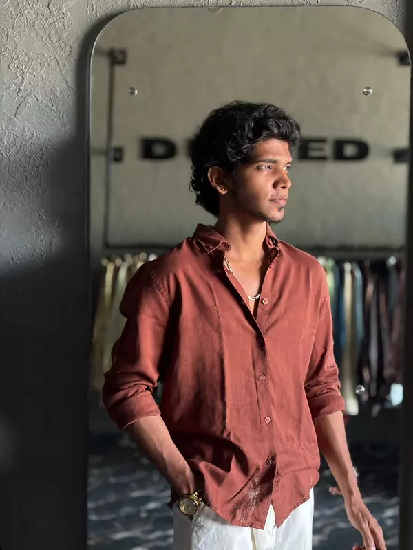 Rust terracotta linen shirt