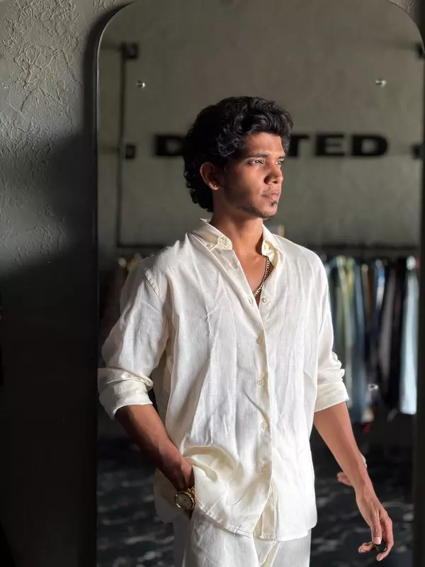 Ivory sand linen shirt