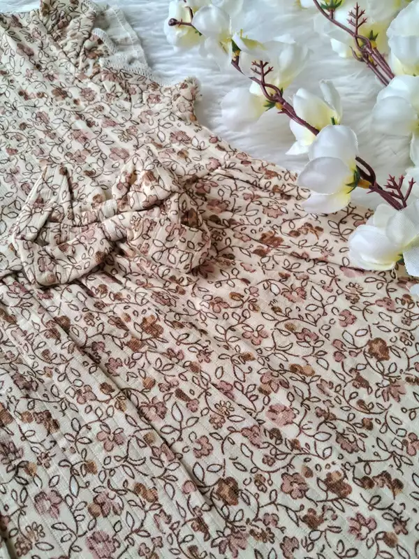 Cotton Cream Floral Print Frocks