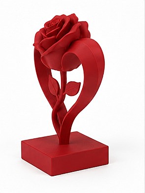 Eternal Rose Heart Sculpture – 3D Printed Decorative Showpiece