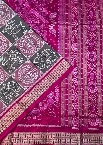 Nabkothi Silk Saree-Brown~Pink