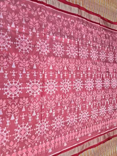 Chakra Tribal Bandha Silk Saree-Peach