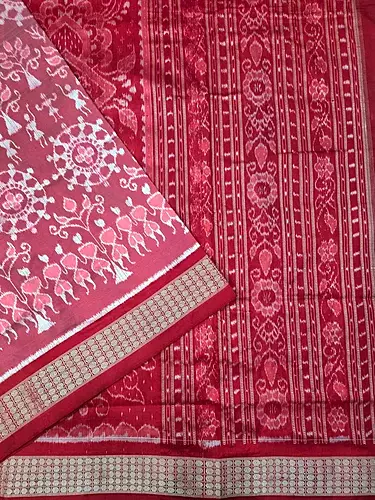 Chakra Tribal Bandha Silk Saree-Peach