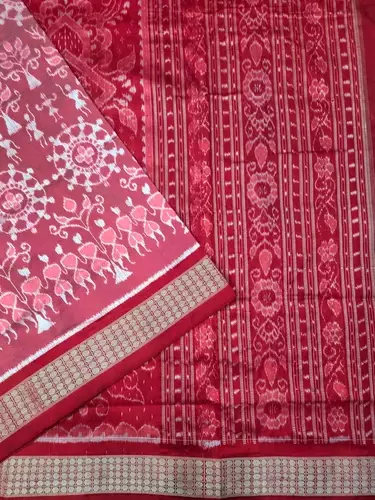 Chakra Tribal Bandha Silk Saree-Peach