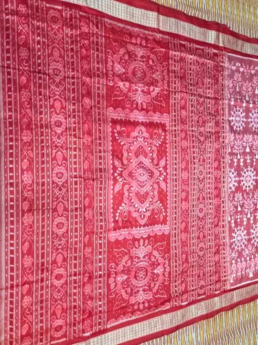 Chakra Tribal Bandha Silk Saree-Peach