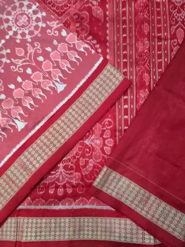 Chakra Tribal Bandha Silk Saree-Peach