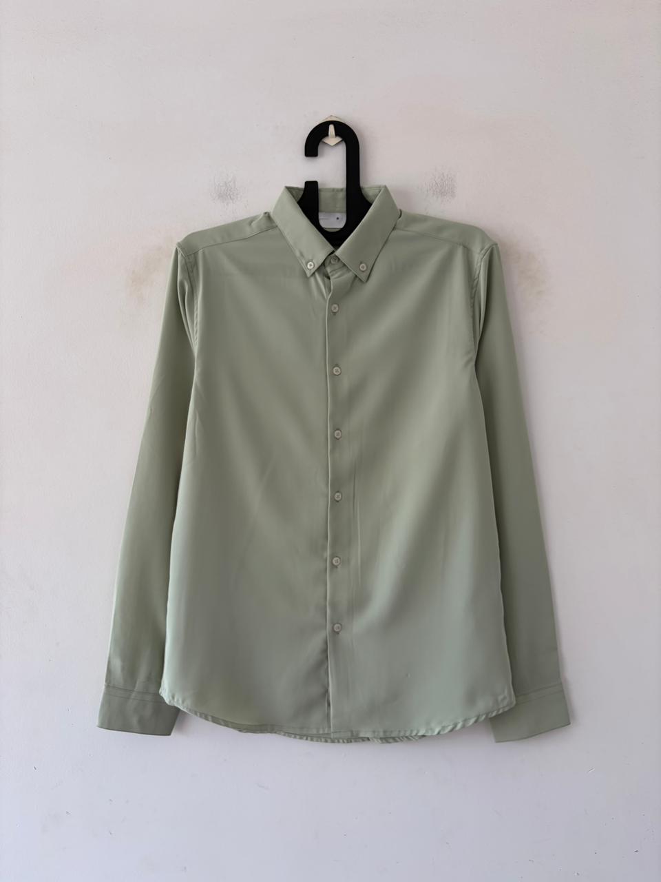 Sage glow satin shirt