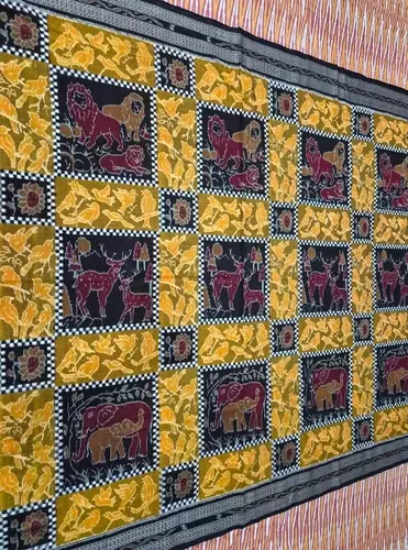 ANIMAL SAKTA SAREE-YELLOW
