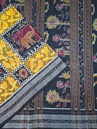 ANIMAL SAKTA SAREE-YELLOW