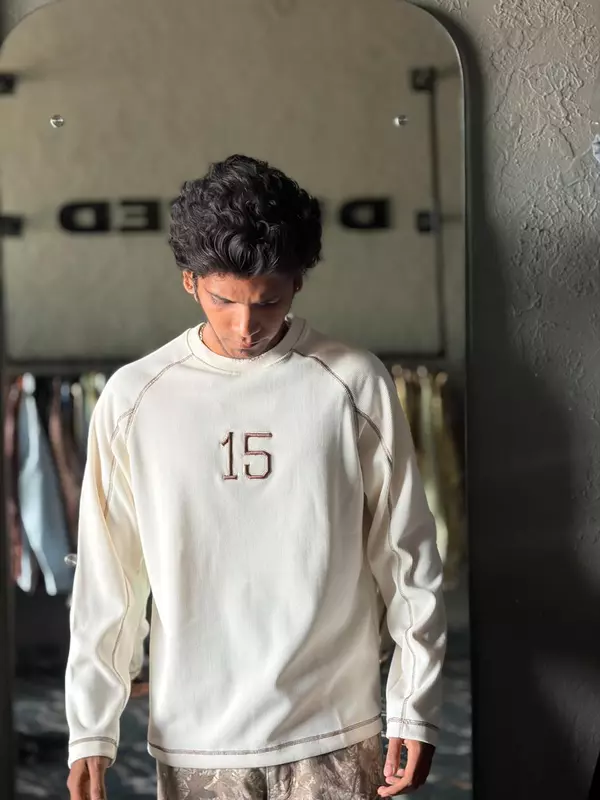 Cream retro number tee