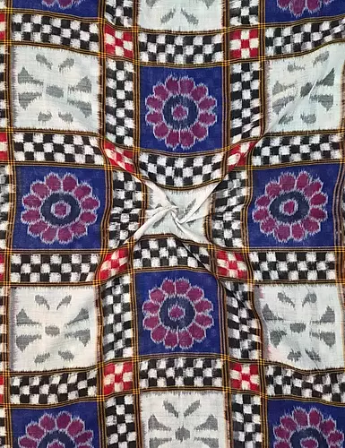 7 KUTHI FLOWER SAKTA FABRIC-BLUE