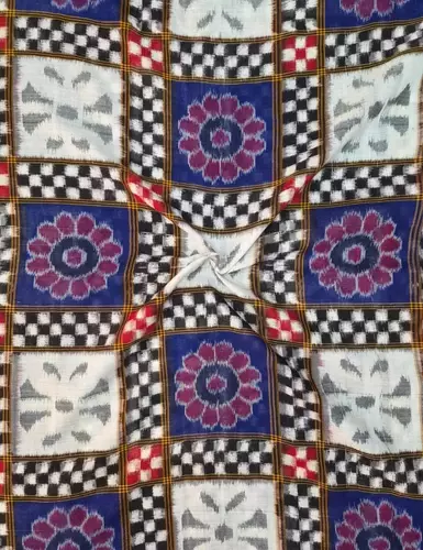 7 KUTHI FLOWER SAKTA FABRIC-BLUE