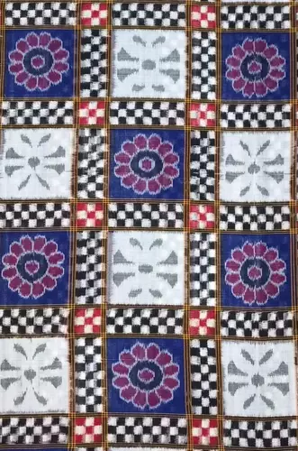 7 KUTHI FLOWER SAKTA FABRIC-BLUE
