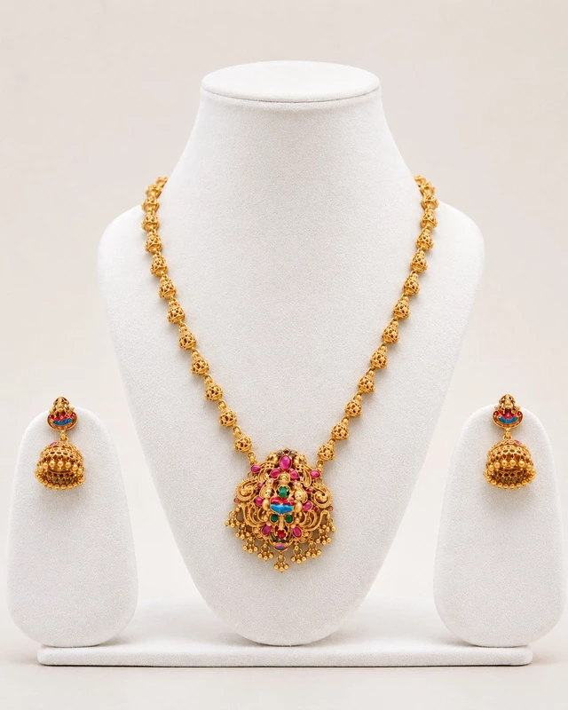 Beautiful traditional long haram necklace set