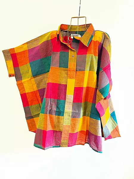 Madhavi's Anti-Fit Shirt - Madras Checks - Jumbo Green Hues