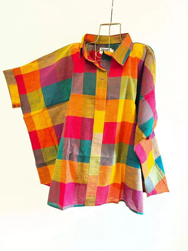 Madhavi's Anti-Fit Shirt - Madras Checks - Jumbo Green Hues