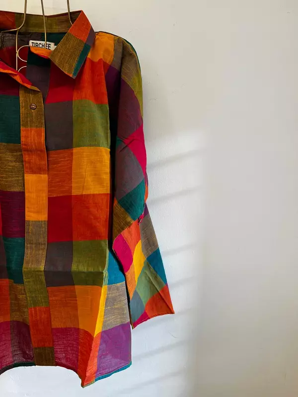 Madhavi's Anti-Fit Shirt - Madras Checks - Jumbo Green Hues