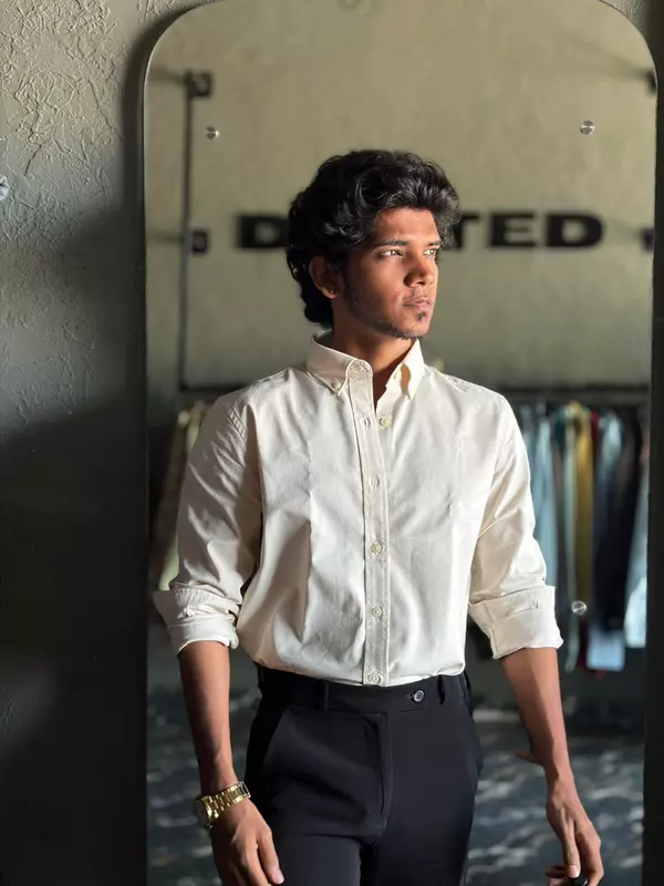 Cream beige oxford shirt