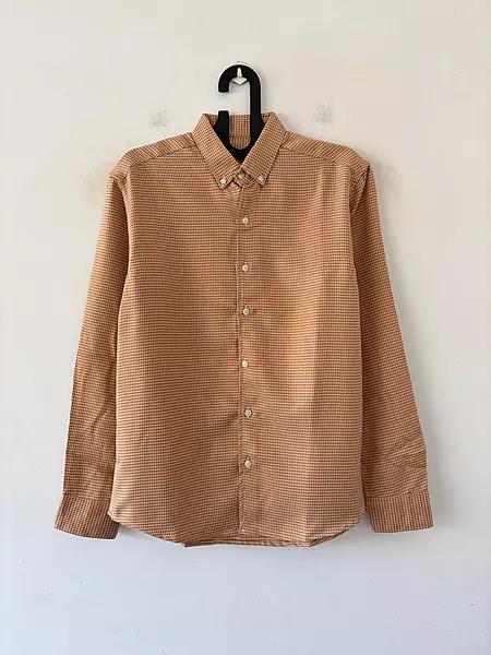 Dust orange textured check shirt