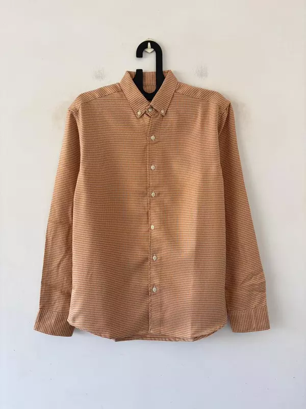 Dust orange textured check shirt