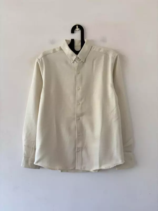 Ivory mist textured check shirt
